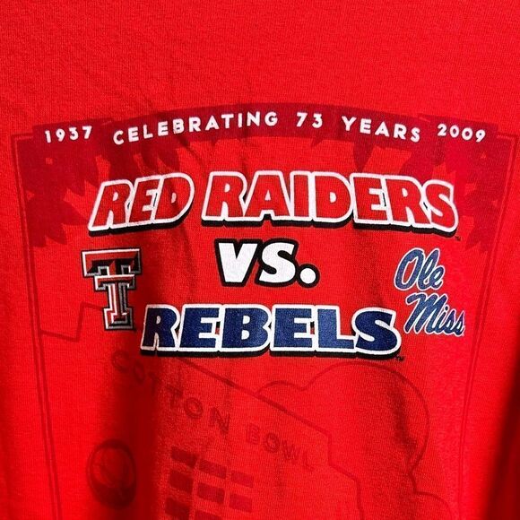 NWOT Gildan 2009 Cotton Bowl Texas Tech vs Ole Miss Red Short Sleeve Tee Size XL - Picture 6 of 6